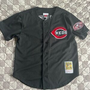 Mitchell & Ness Cooperstown Collection Black Jersey Ken Griffey Jr  Reds